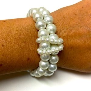 Faux Pearl Double Banded Bracelet